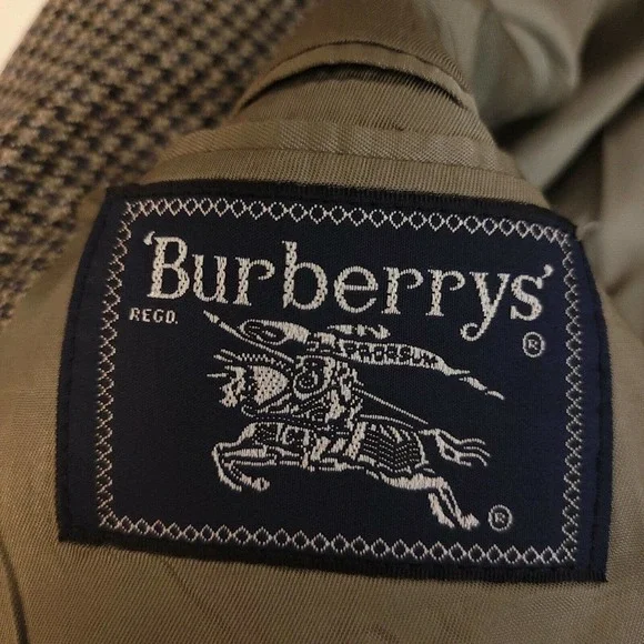 BURBERRY Men’s Houndstooth Sport Coat Blazer Jacket Sz 42 R neutral beige brown - Picture 7 of 7